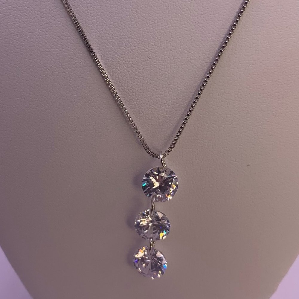 6.00 CTW Naked Drill Necklace Made with Swarovski Elements in Rhodium overlay